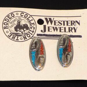 New Rodeo Collection Signed Native American Earrings. Western Jewelry
